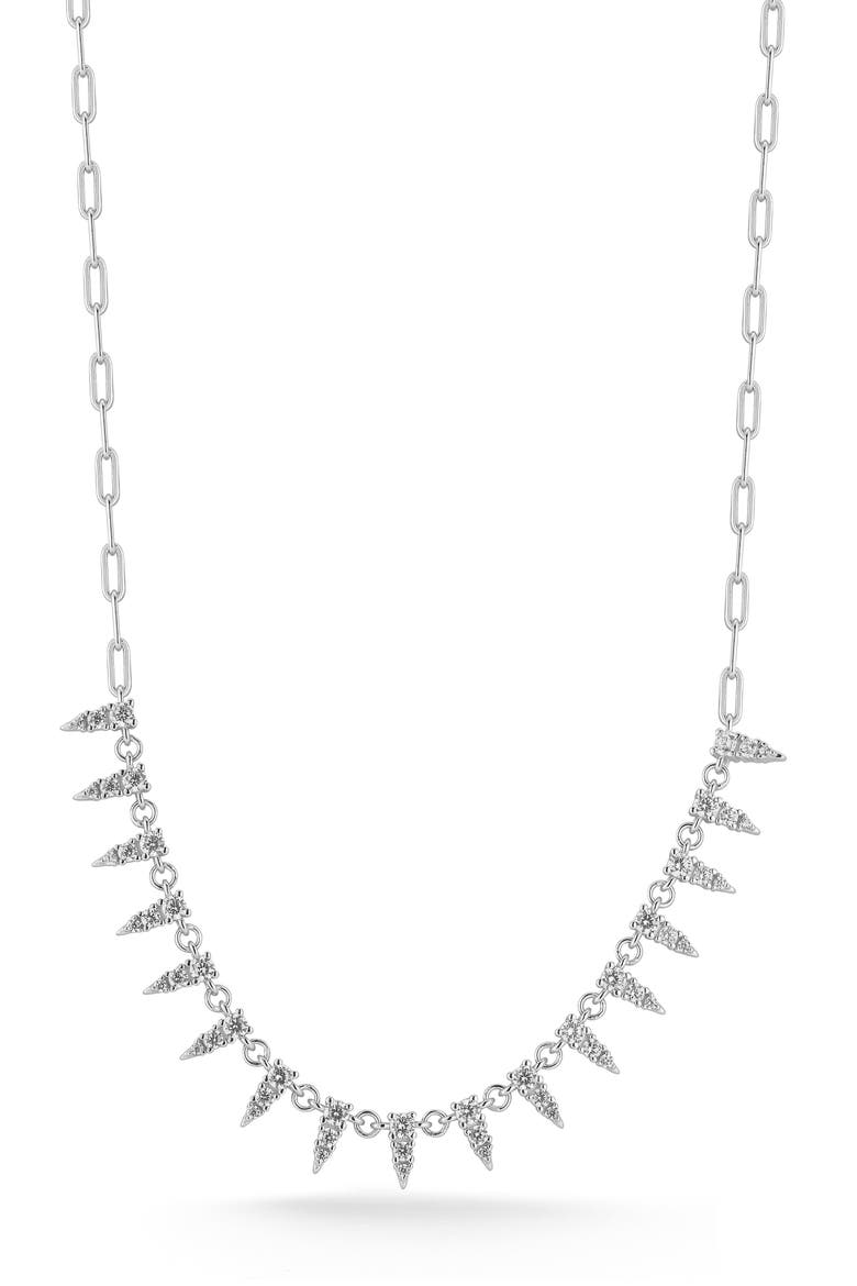 Cubic Zirconia Spike Frontal Necklace, Main, color, SILVER