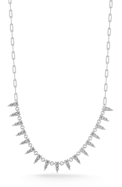 Cubic Zirconia Spike Frontal Necklace