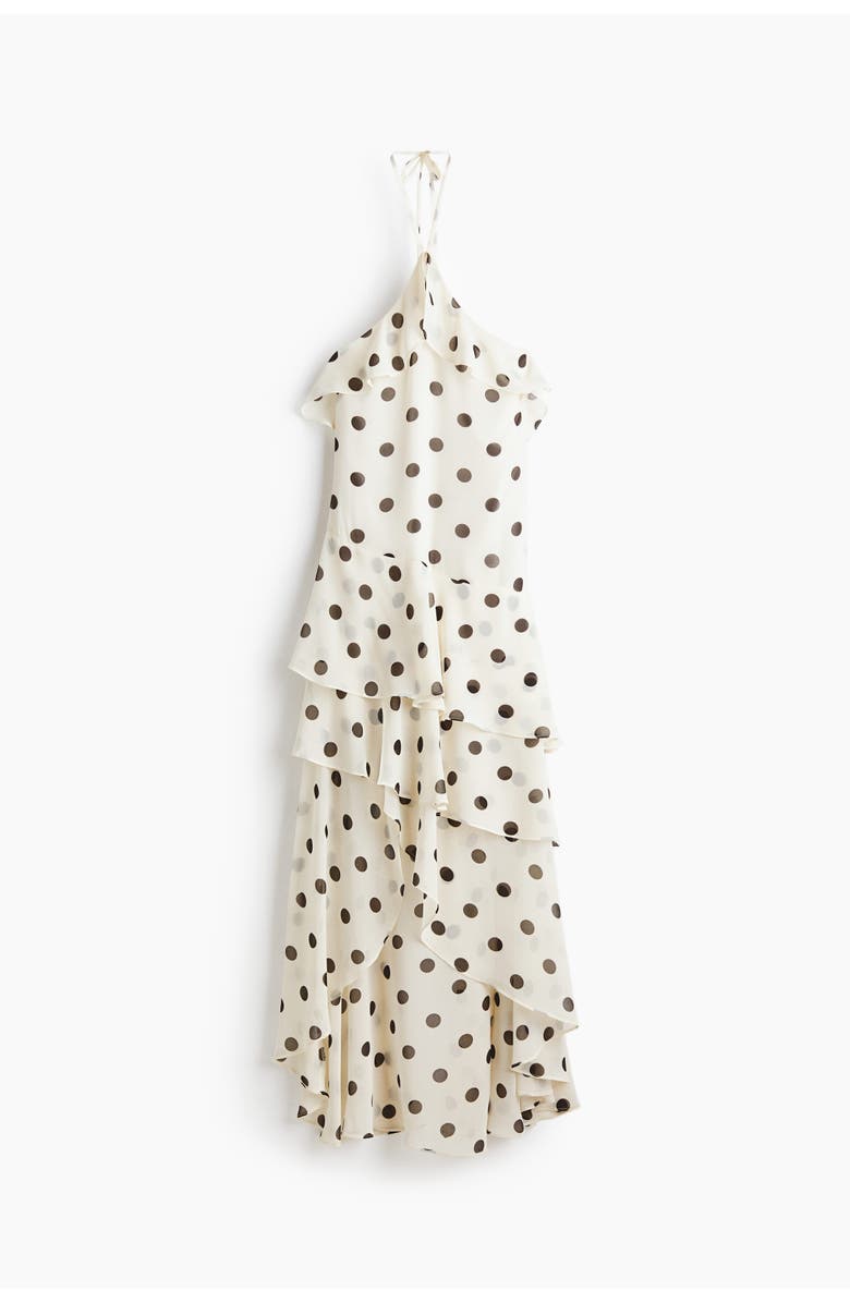 H&M Flounced halterneck dress, Alternate, color, White/Dotted