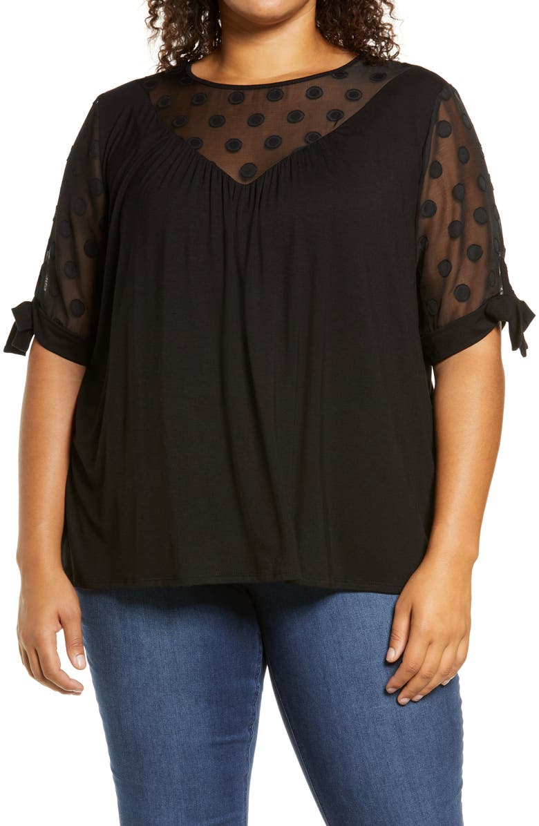 Loveappella Dot Chiffon Top, Main, color,