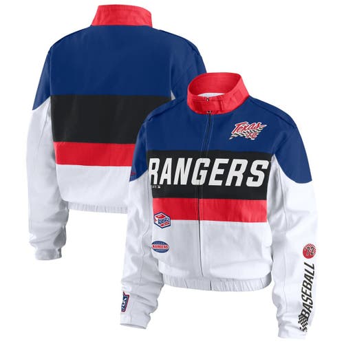 Wear By Erin Andrews Navy/white Texas Rangers Racing Full-zip Jacket In Blue