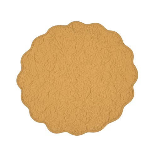 C & F Home C&f Home Christiana Honey Reversible Machine Washable Round Scallop Quilt Placemats Set Of 6 In Yellow