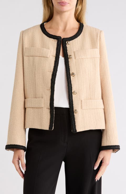 Contrast Trim Cropped Jacket