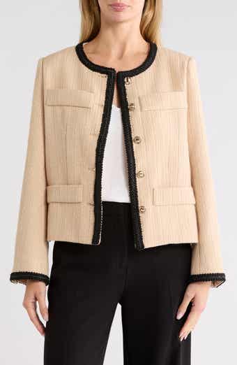 Contrast Trim Cropped Jacket