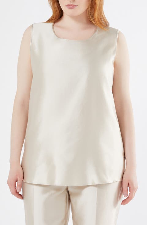 Foggia Sleeveless Silk & Cotton Shell (Plus)