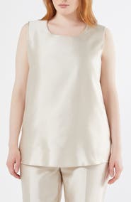 Marina Rinaldi Foggia Sleeveless Silk & Cotton Shell
