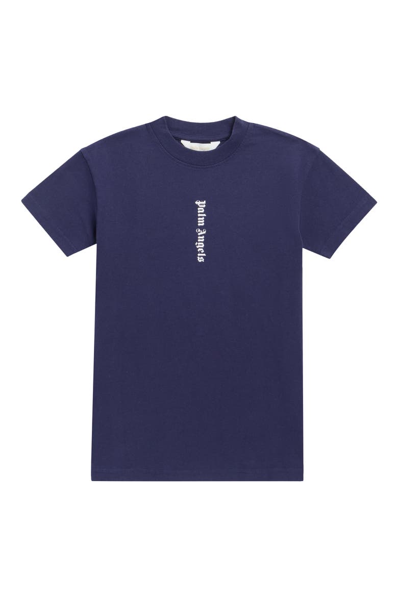 Kids' Logo Cotton Tee Dress, Main, color, NAVY BLUE WHITE