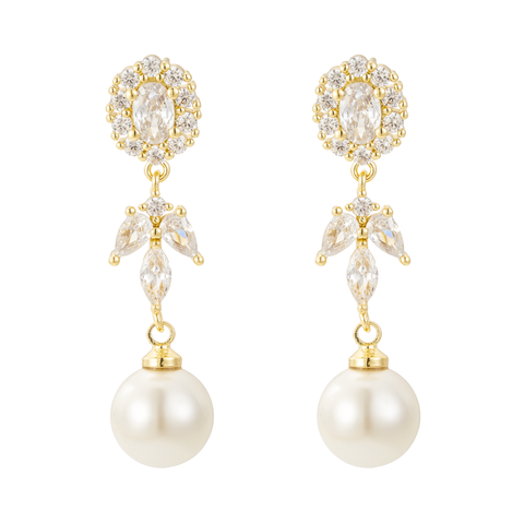 Palace Pearl and Crystal Drop Earrings