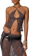 EDIKTED Jaynie Distressed Flyaway Camisole Sweater