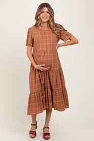 PinkBlush Plaid Tiered Short Sleeve Dress