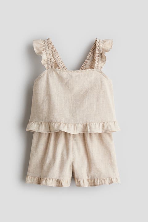 2-piece ruffle-trimmed cotton set