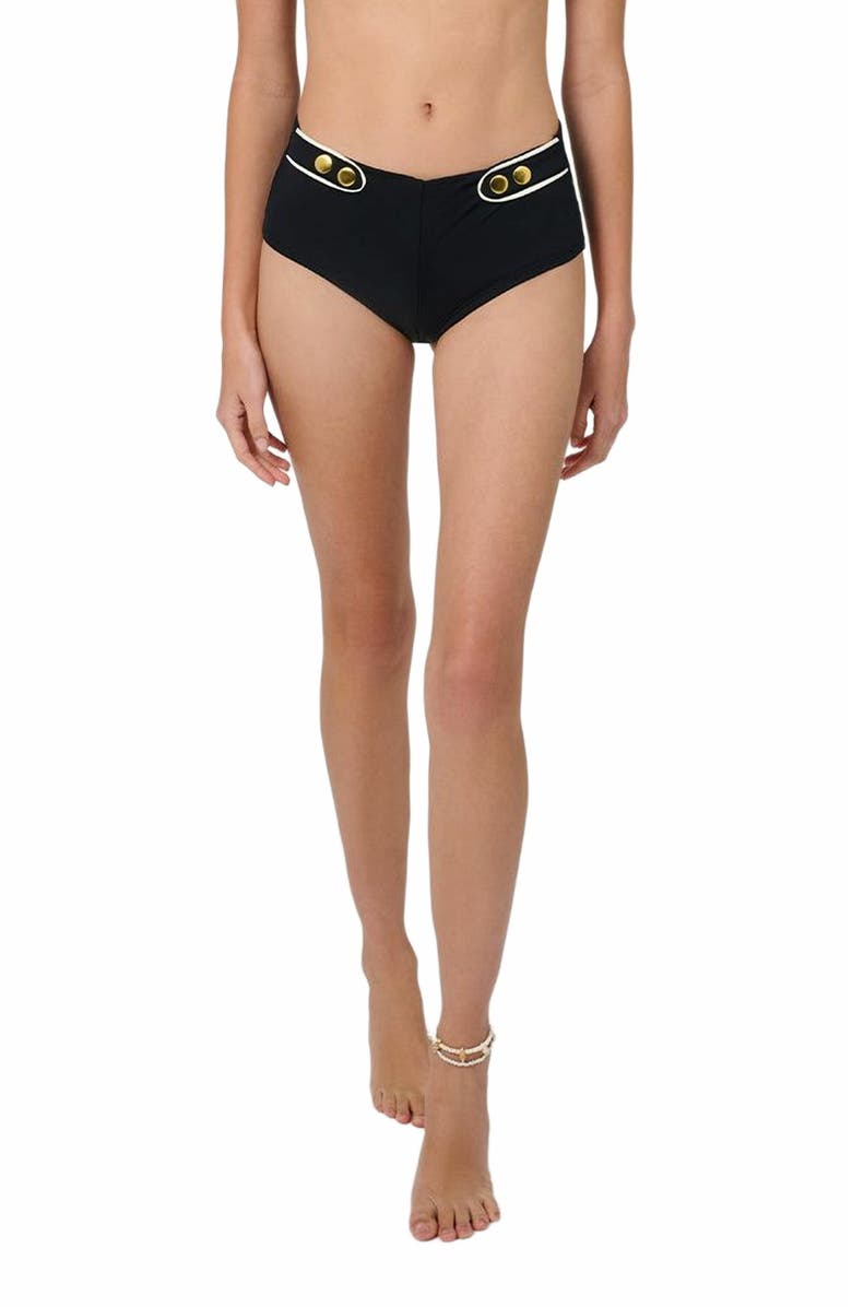 WeWoreWhat Sailor Swim Short, Alternate, color, Black/Off-Wht