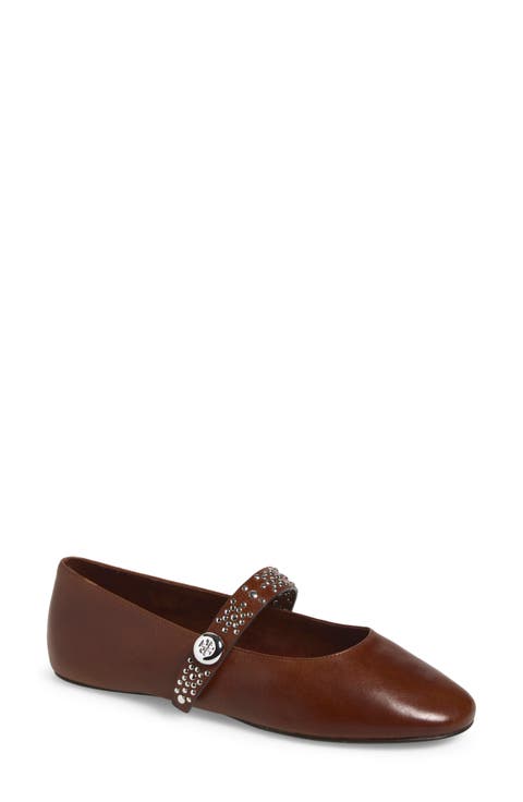 Romy Stud Leather Mary Jane Flat