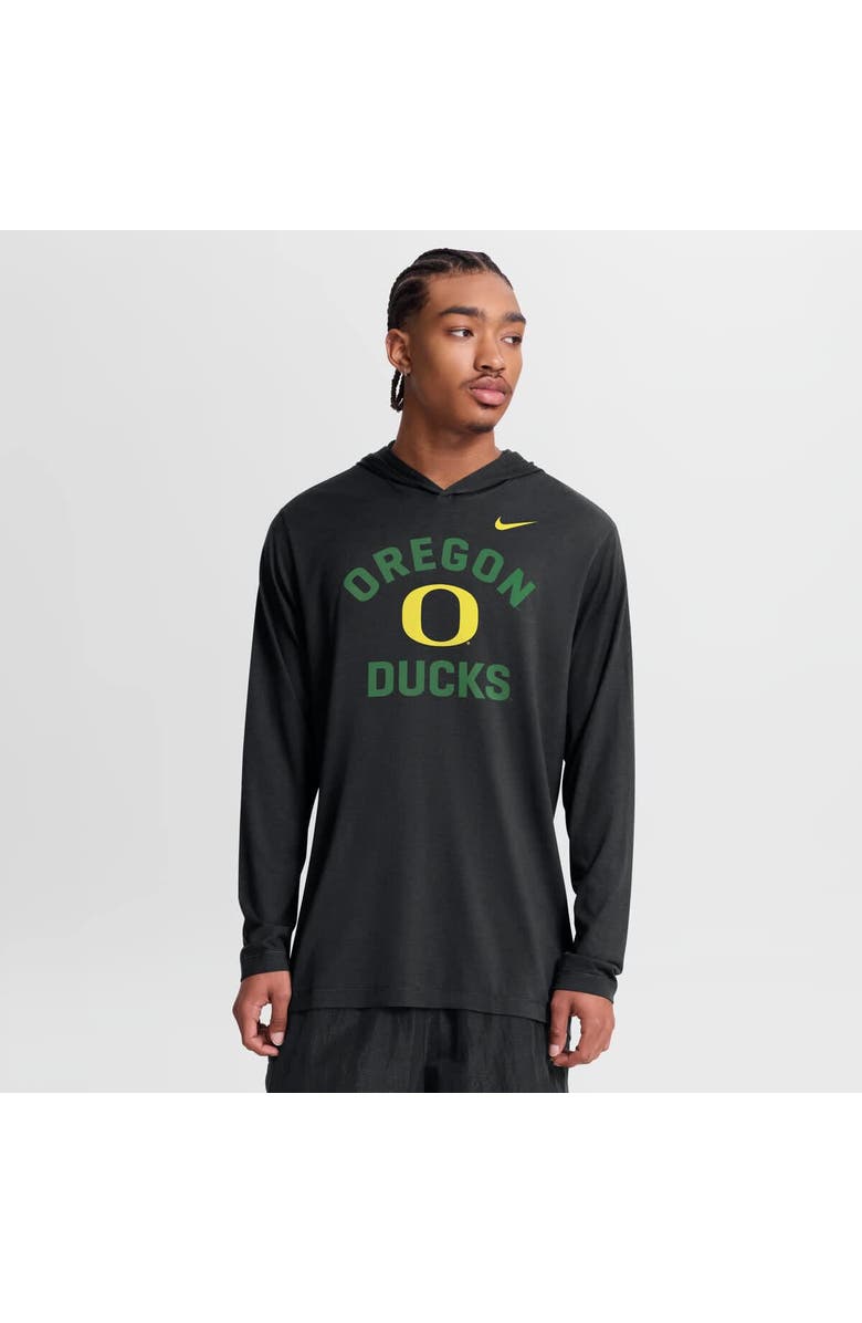 Nike Men's Nike Black Oregon Ducks Primetime Arch Tri-Blend Dri-FIT Long Sleeve Hooded T-Shirt, Main, color, Black