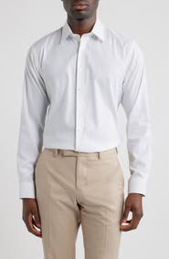 Nordstrom Lima Trim Fit Neat Premium Performance Cotton Blend Twill Dress Shirt