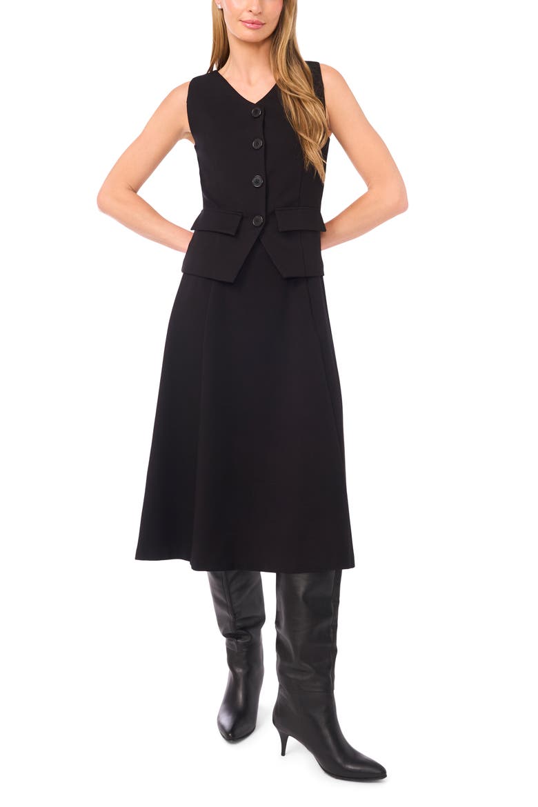 Vest Midi Dress, Main, color, RICH BLACK
