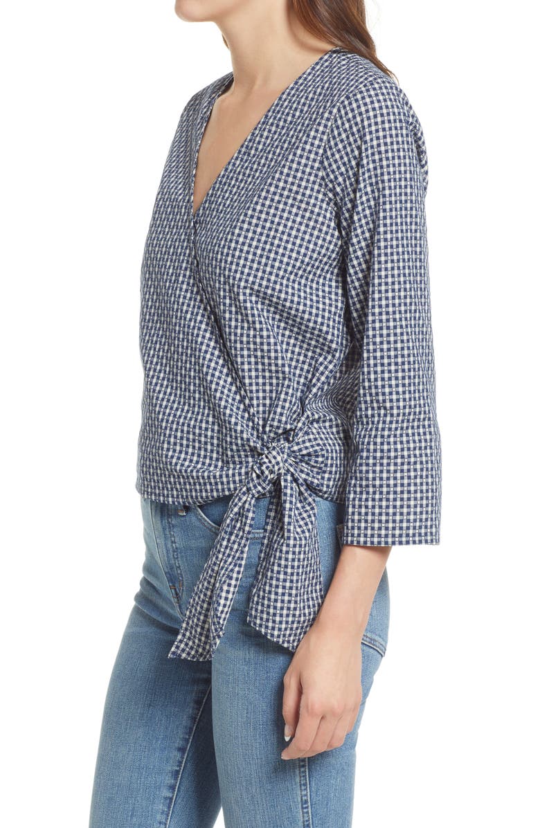 Madewell Women's Textured Cotton Wrap Top, Alternate, color,