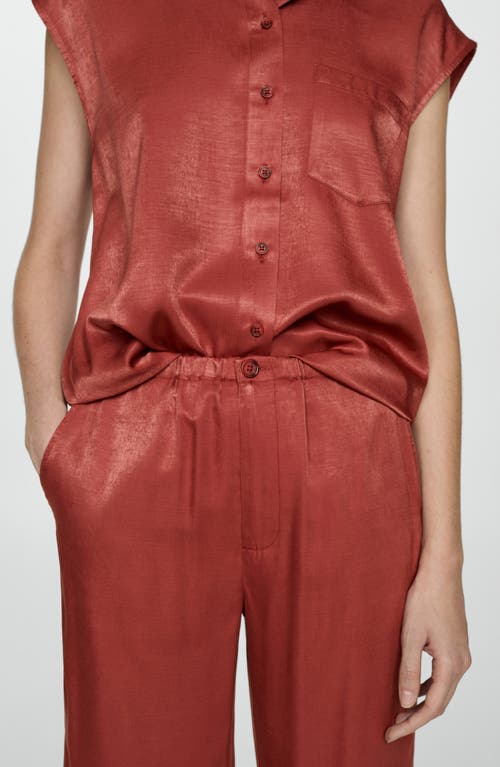 Mango Satin Crop Pants Red In Red
