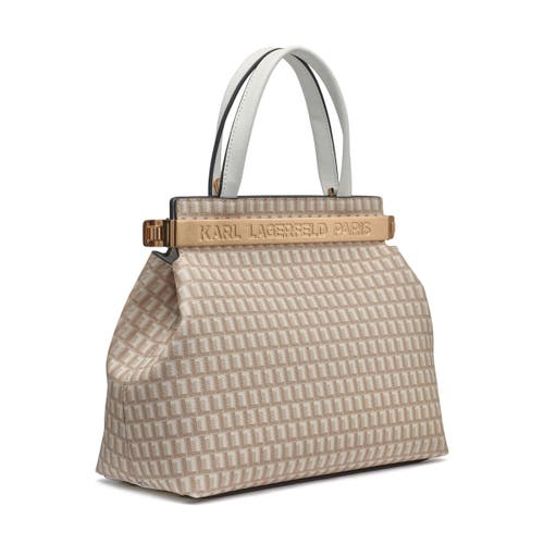 Karl Lagerfeld Paris Jacqueline Satchel In Vanilla Khaki/winter White