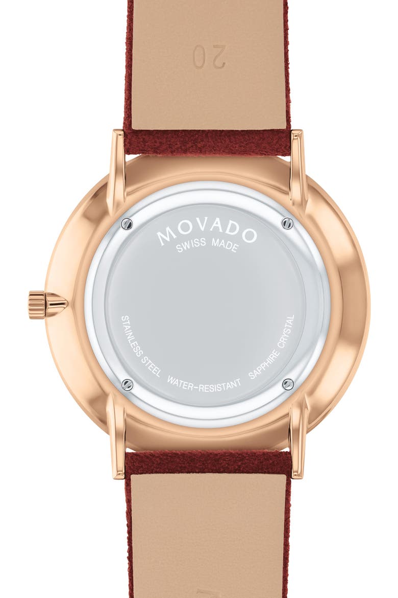 Modern 47 Faux Leather Strap Watch, 40mm x 6.3mm, Alternate, color, RED DIAL