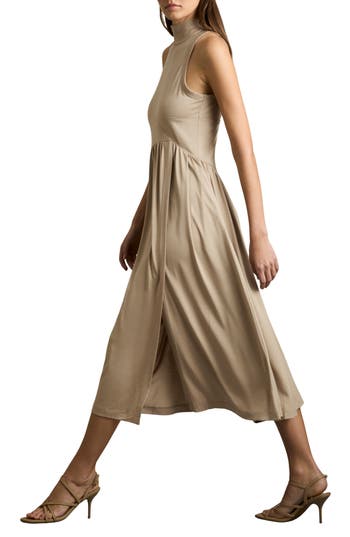 Reiss Blake Turtleneck Sleeveless Dress In Neutral