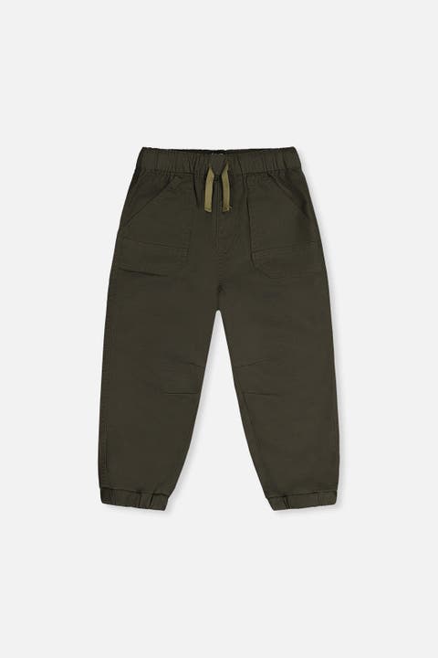 Stretch Canvas Jogger Pants with Patch Pockets