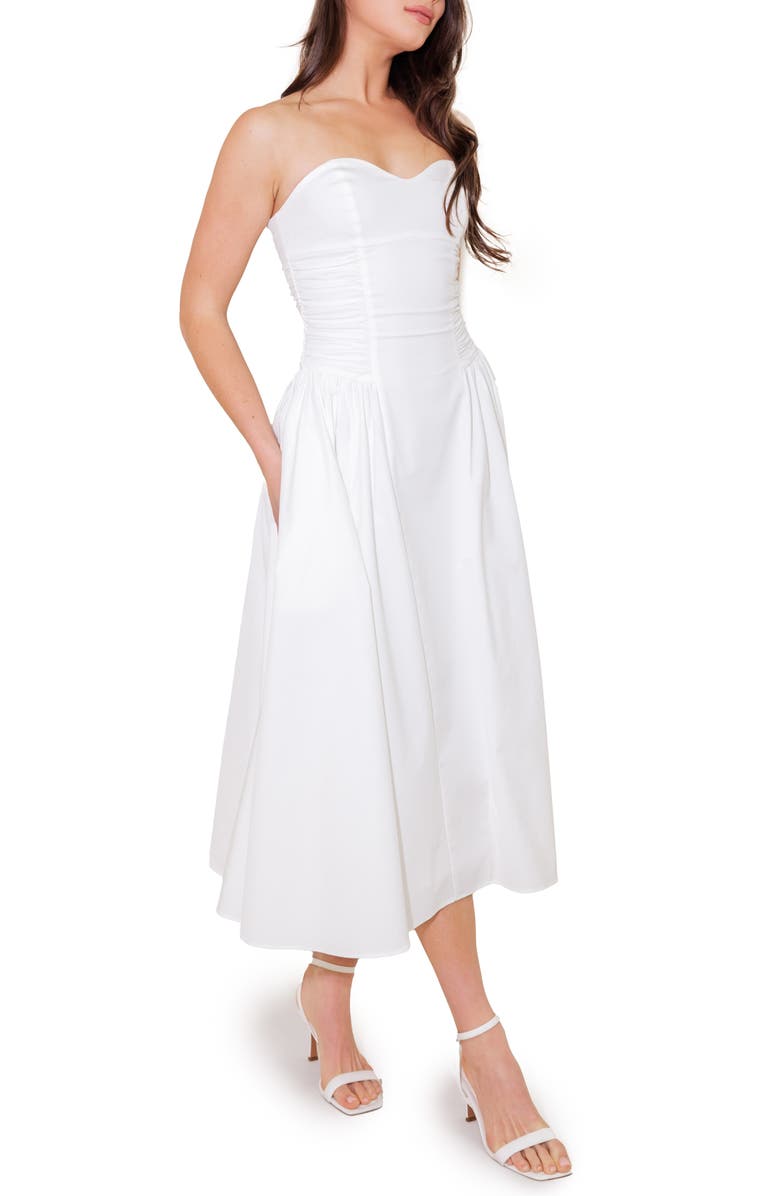 FREEMARKET Strapless Cotton Blend Midi Sundress, Alternate, color, 