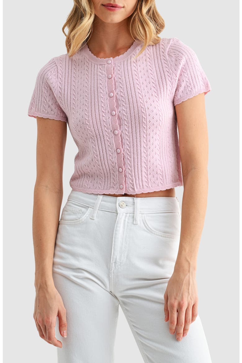 Pointelle Crop Sweater, Main, color, PINK