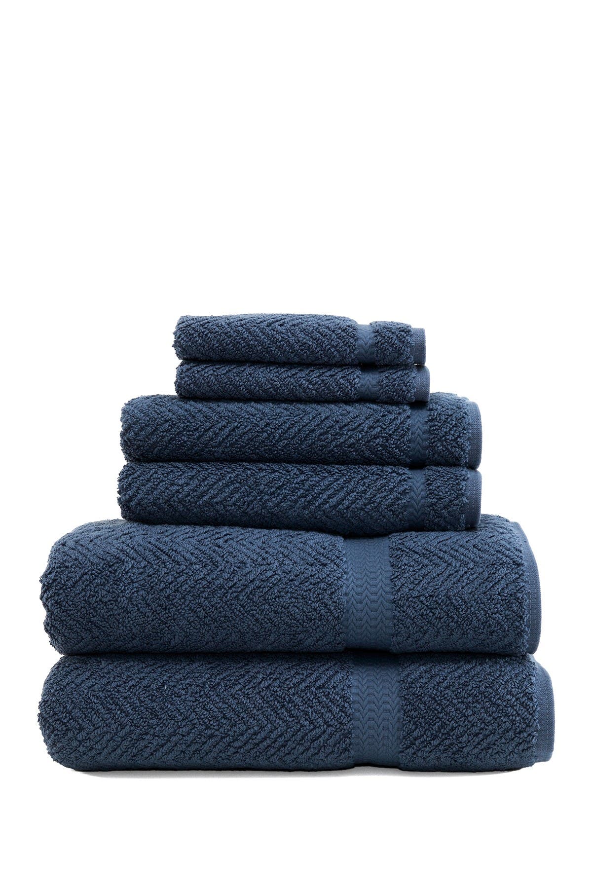Linum Home Textiles Midnight Blue Herringbone 6-Piece Towel Set