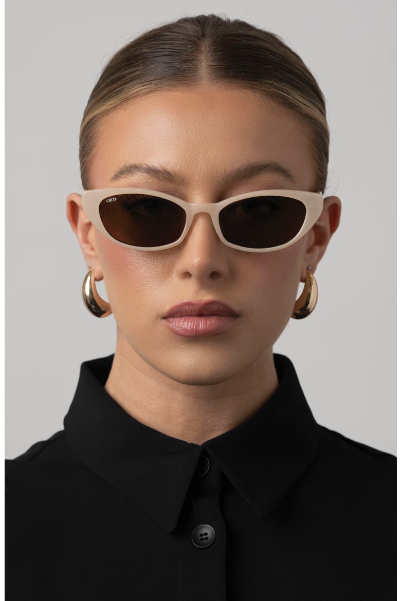 Shona Cat Eye Sunglasses, Alternate, color, FROSTED IVORY/ BROWN