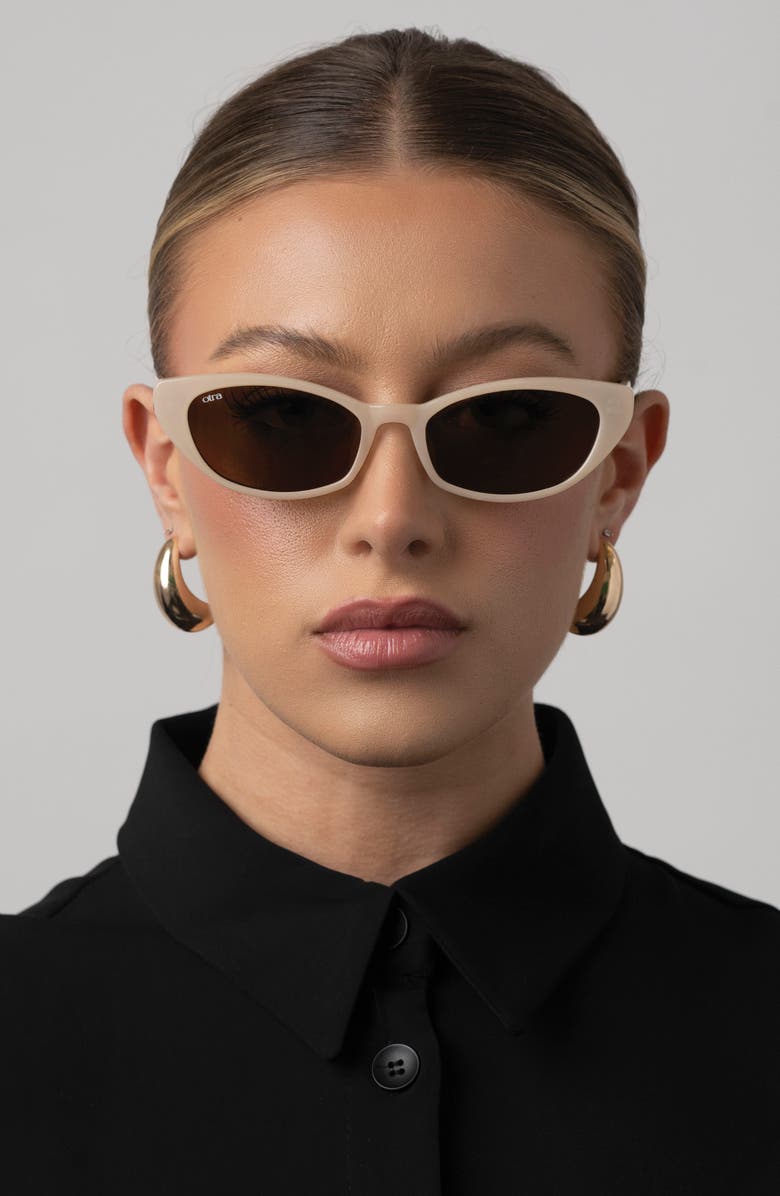 OTRA EYEWEAR Shona Cat Eye Sunglasses, Alternate, color, Frosted Ivory/ Brown