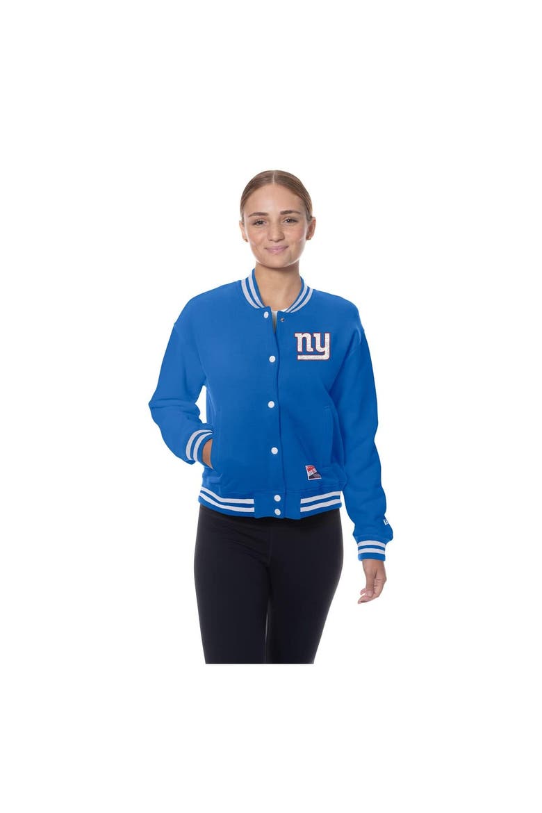Women's New Era  Royal New York Giants Throwback Fleece Full-Snap Jacket, Alternate, color, Royal