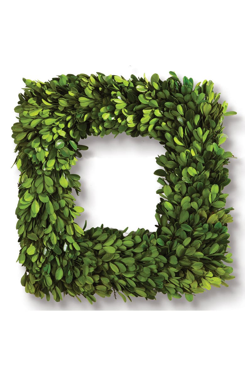 Napa Home & Garden Boxwood Square Wreath 16", Main, color, Green