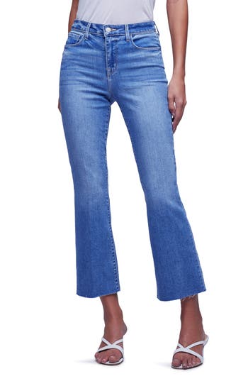 Shop L Agence L'agence Kendra Raw Hem Crop Flare Jeans In Alamo
