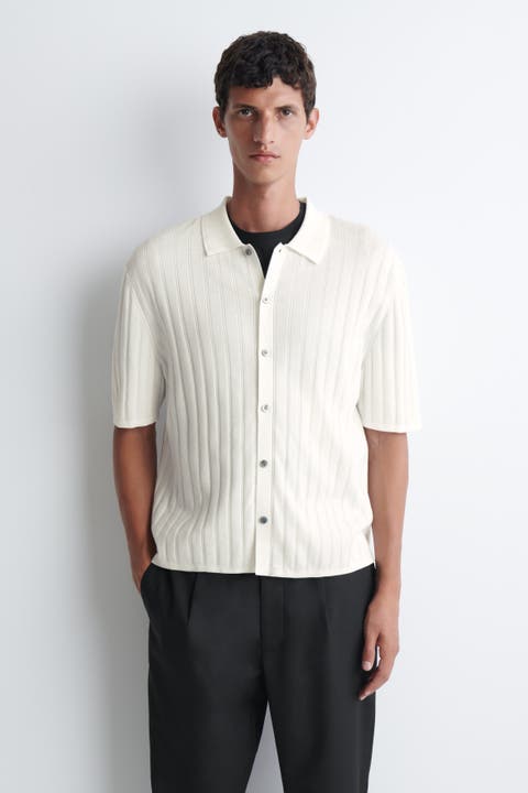 Ribbed-Knit Cotton Shirt