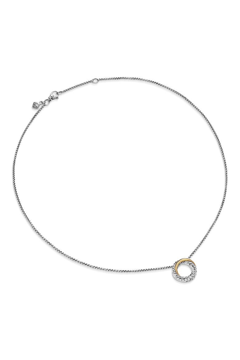 Crossover Pendant Necklace in Sterling Silver with 18K Yellow Gold and Diamonds, 14.5mm, Alternate, color, STERLING SILVER AND 18K GOLD