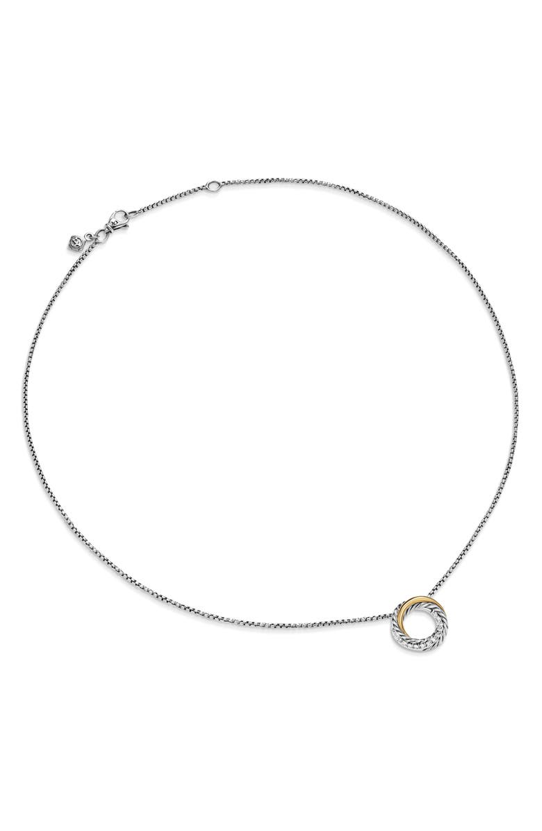 David Yurman Crossover Pendant Necklace in Sterling Silver with 18K Yellow Gold and Diamonds, 14.5mm, Alternate, color, Sterling Silver And 18K Gold