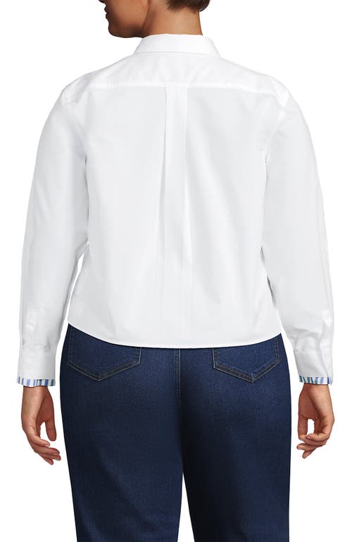Lands' End Plus Size Carefree Cotton Shirt With Removable Bow In White