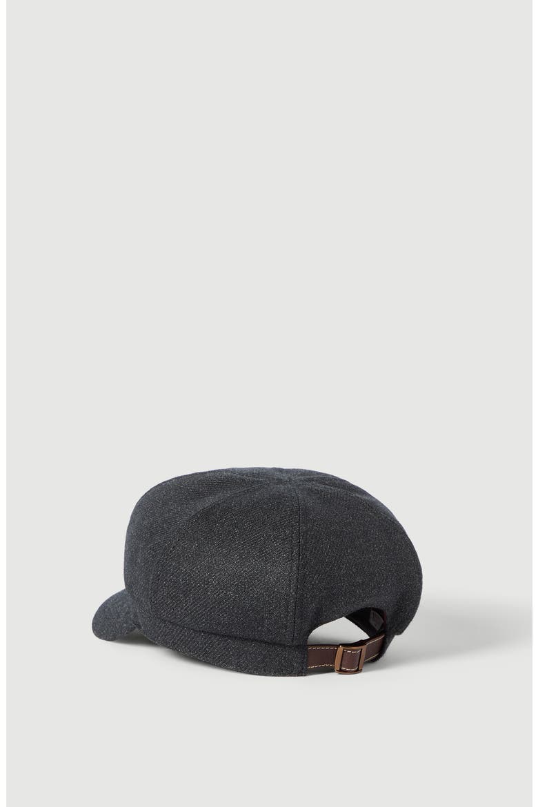 Mouliné virgin wool twill newsboy cap, Alternate, color, Anthracite