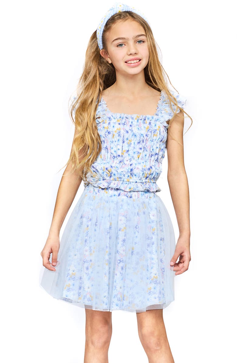 Hannah Banana Kids' Floral Smock Tank Top & Mesh Skirt Set, Alternate, color, 