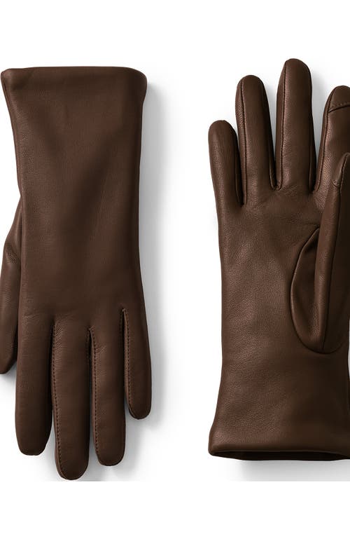 Lands' End Ez Touch Screen Cashmere Lined Leather Gloves In Brown