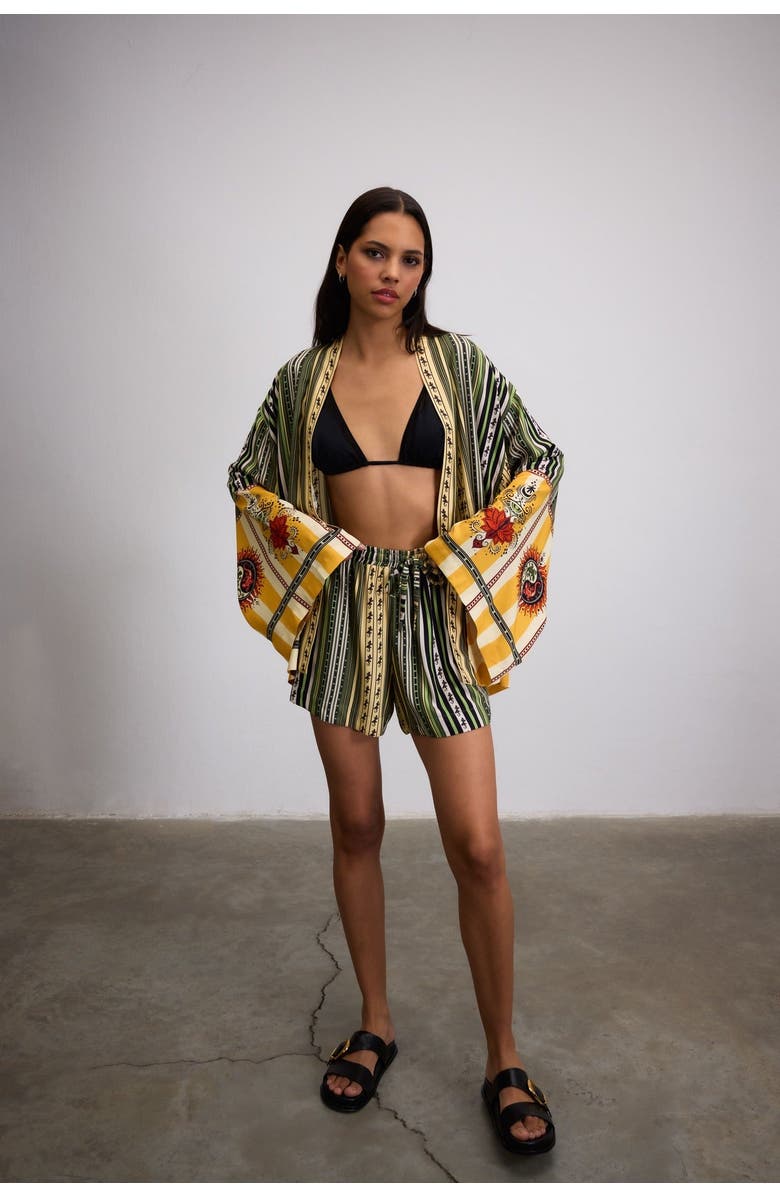 Je Te Veux Sun Printed Desert Echo Kimono, Alternate, color, Green