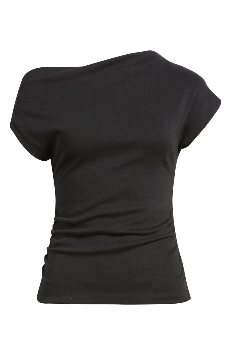 MANGO Drape One-Shoulder Top, Alternate, color, Black