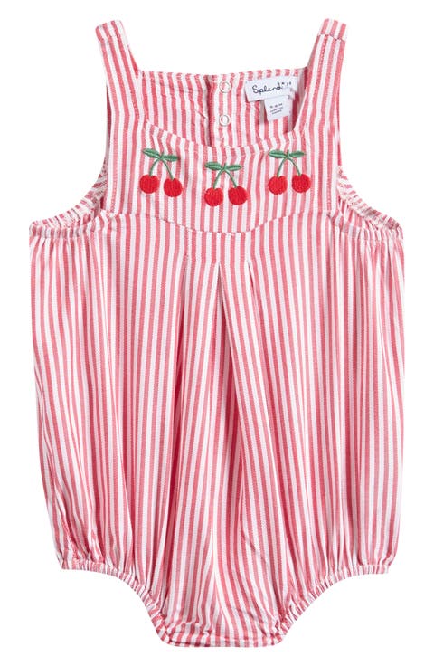 Cherry Pinstripe Romper (Baby)