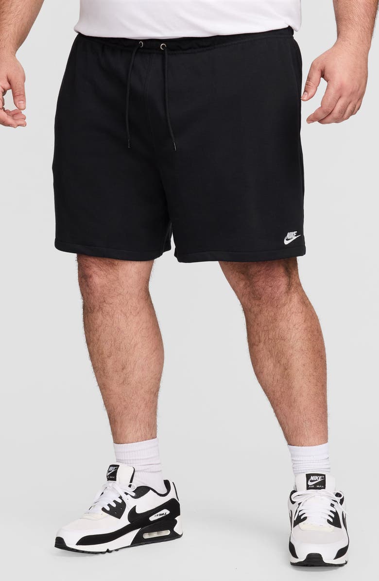 Nike Club French Terry Flow Shorts, Alternate, color, Black/ Black/ White