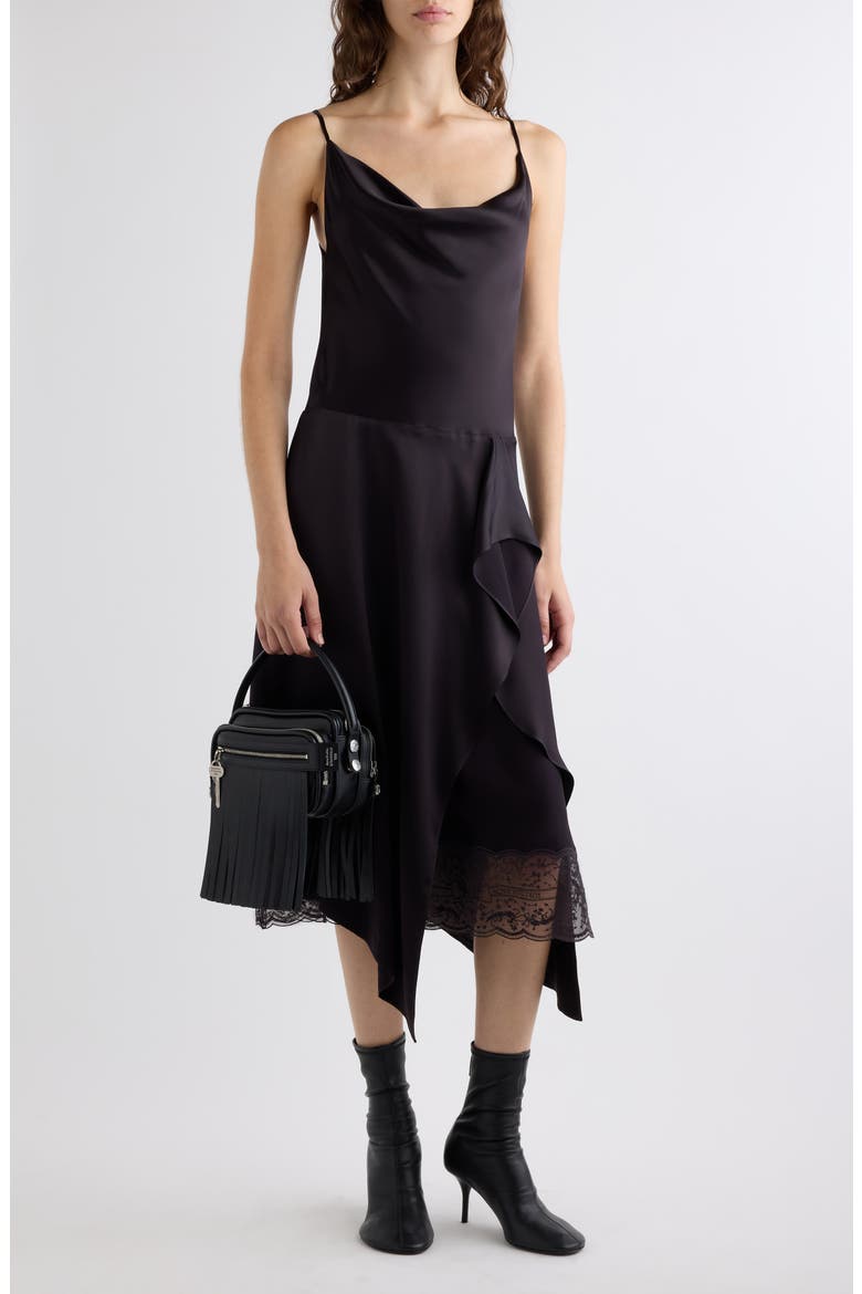 Dinouka Satin Midi Dress, Alternate, color, DARK BROWN