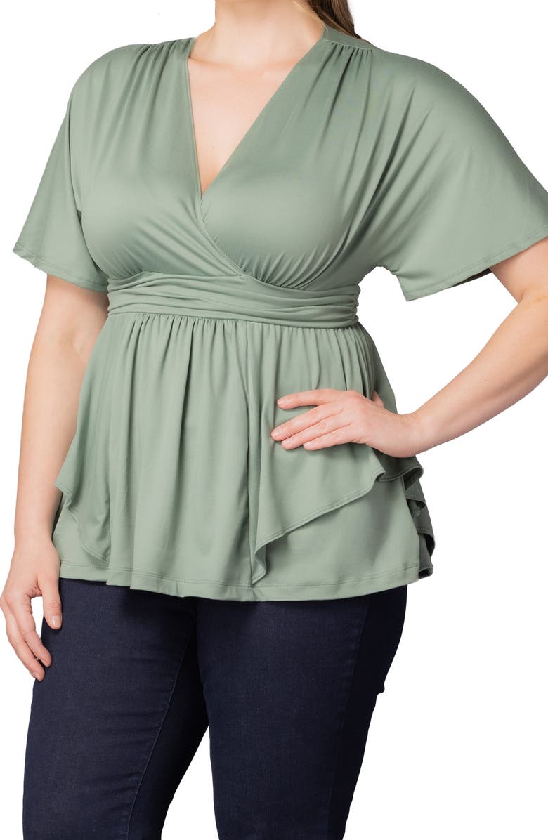 Kiyonna Promenade Top, Alternate, color, Sage
