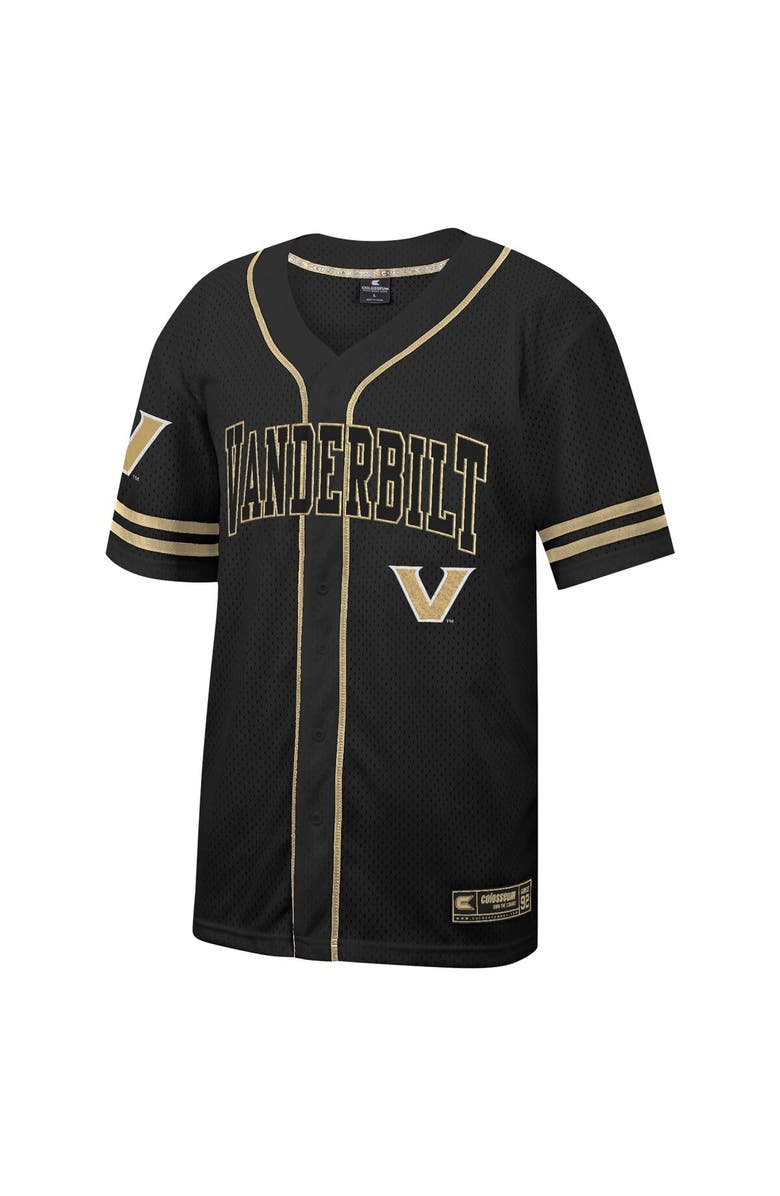 COLOSSEUM Men's Colosseum Black Vanderbilt Commodores Free Spirited Mesh Button-Up Baseball Jersey, Alternate, color, Black