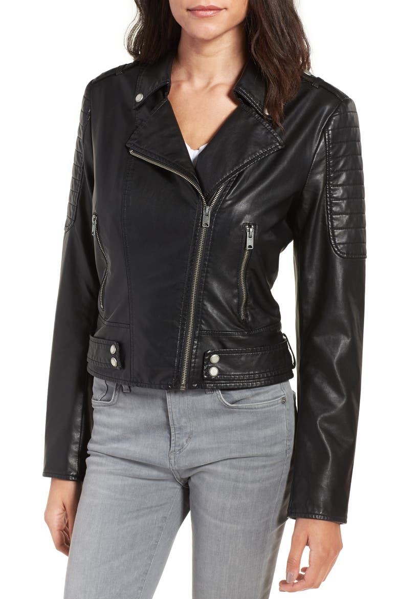 Leanne Faux Leather Jacket, Alternate, color, BLACK