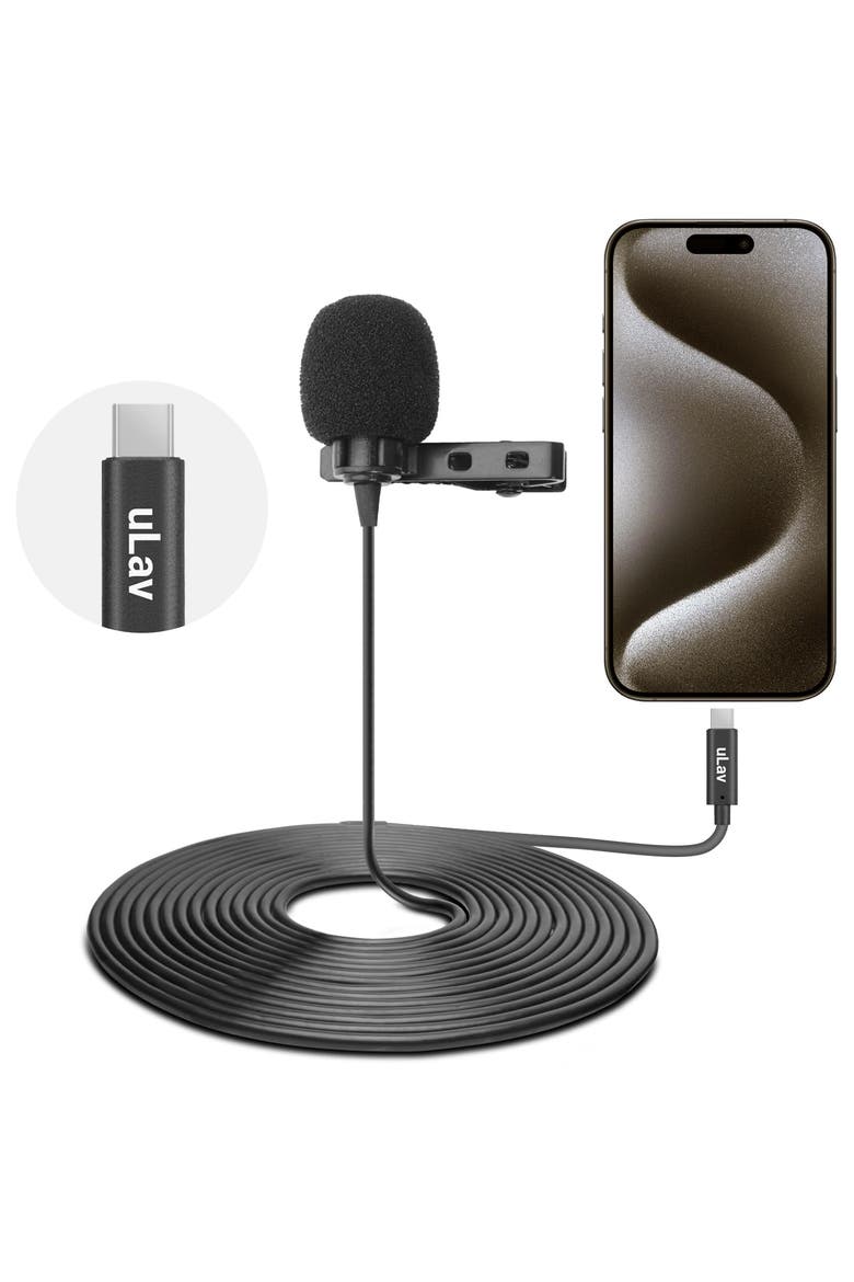USB-C Wired Omnidirectional Lavalier Clip On Microphone for iPhone 15, Main, color, Black